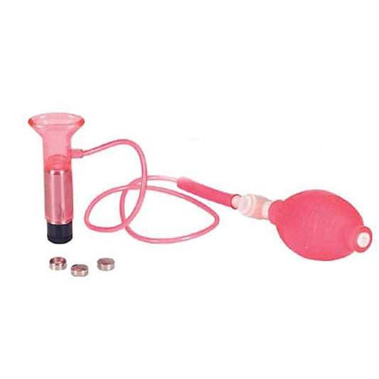 Clitoral Vibrating Pump Clear Pink with Batteries - Pussy And Clit Toys