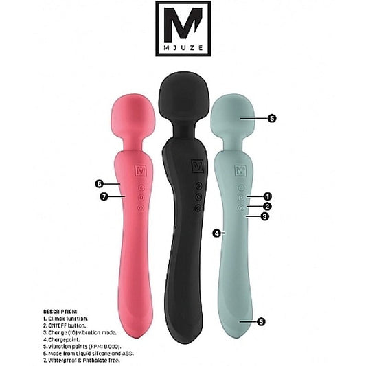 Mjuze Flowing Vibrating Silicone Massager - Dual Motors, 10 Speeds - Waterproof Vibrators
