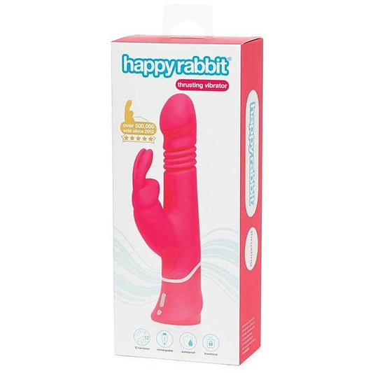 Happy Rabbit Rechargeable Realistic Thrusting Vibrator Pink - Rabbit Vibrators