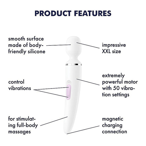 Wand-Er Woman 50 Functions Body Wand Massager By Satisfyer - Body Wands