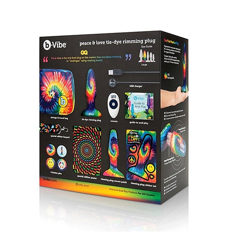 Peace And Love Tie-Dye Rimming Plug By B-Vibe - Remote Control Vibrators