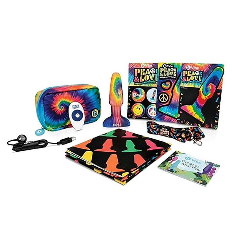 Peace And Love Tie-Dye Rimming Plug By B-Vibe - Remote Control Vibrators