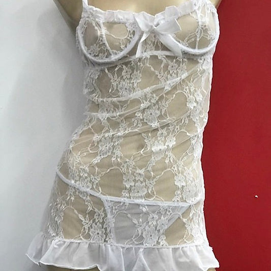 White Bow Babydoll with G-String