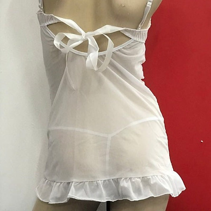 White Bow Babydoll With G-String By Ella Bidoe - Babydolls and Chemises