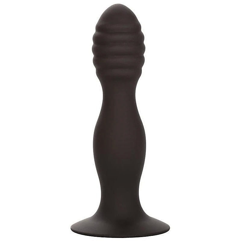 Silicone Ribbed Suction Cup Anal Plug By California Exotics - Butt Plugs