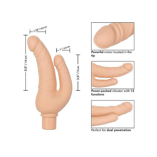 Rechargeable Power Stud Over and Under Dual Penetration Dildo - Vibrating Dildos