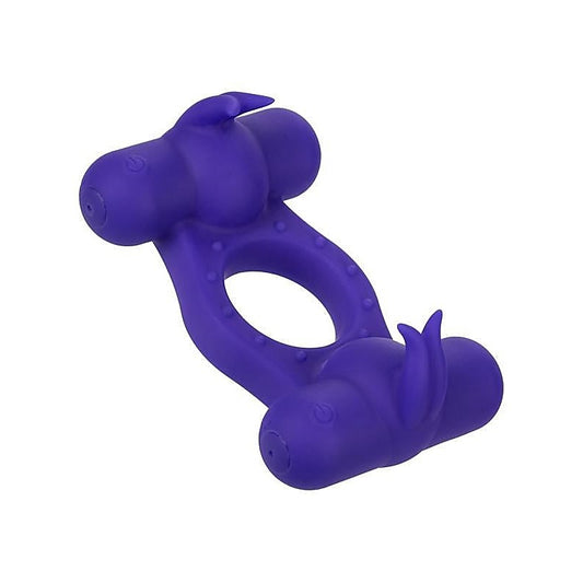 Silicone 12-Functions Rechargeable Triple Orgasm Enhancer Ring - Vibrating Cock Rings