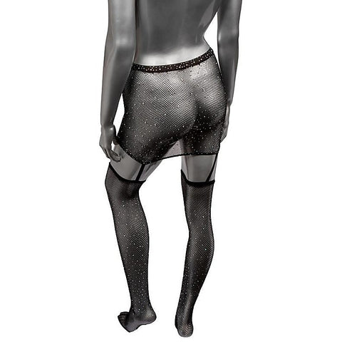 Radiance Sexy & Comfortable One Piece Garter Skirt With - Fishnet and Thigh Highs