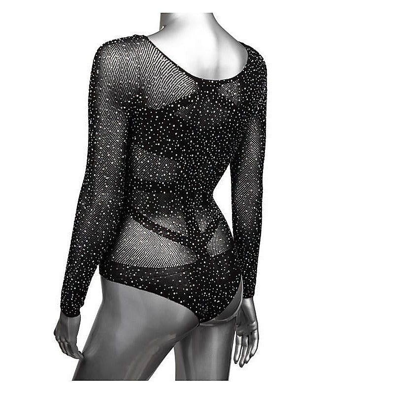 Radiance Plus Size Long Sleeve Mesh Bodysuit And Thong - Teddies and Bodysuits