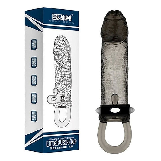 Black Warrior Uncut Vibrating Penis Sleeve - Pumps, Extenders and Sleeves