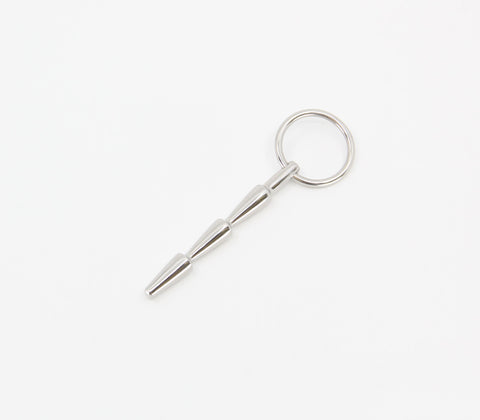 Love In Leather Solid Ridged Penis Plug With Ring - Urethral Sounds