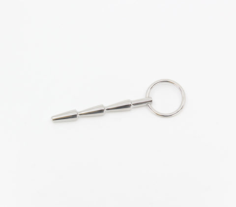 Love In Leather Solid Ridged Penis Plug With Ring - Urethral Sounds