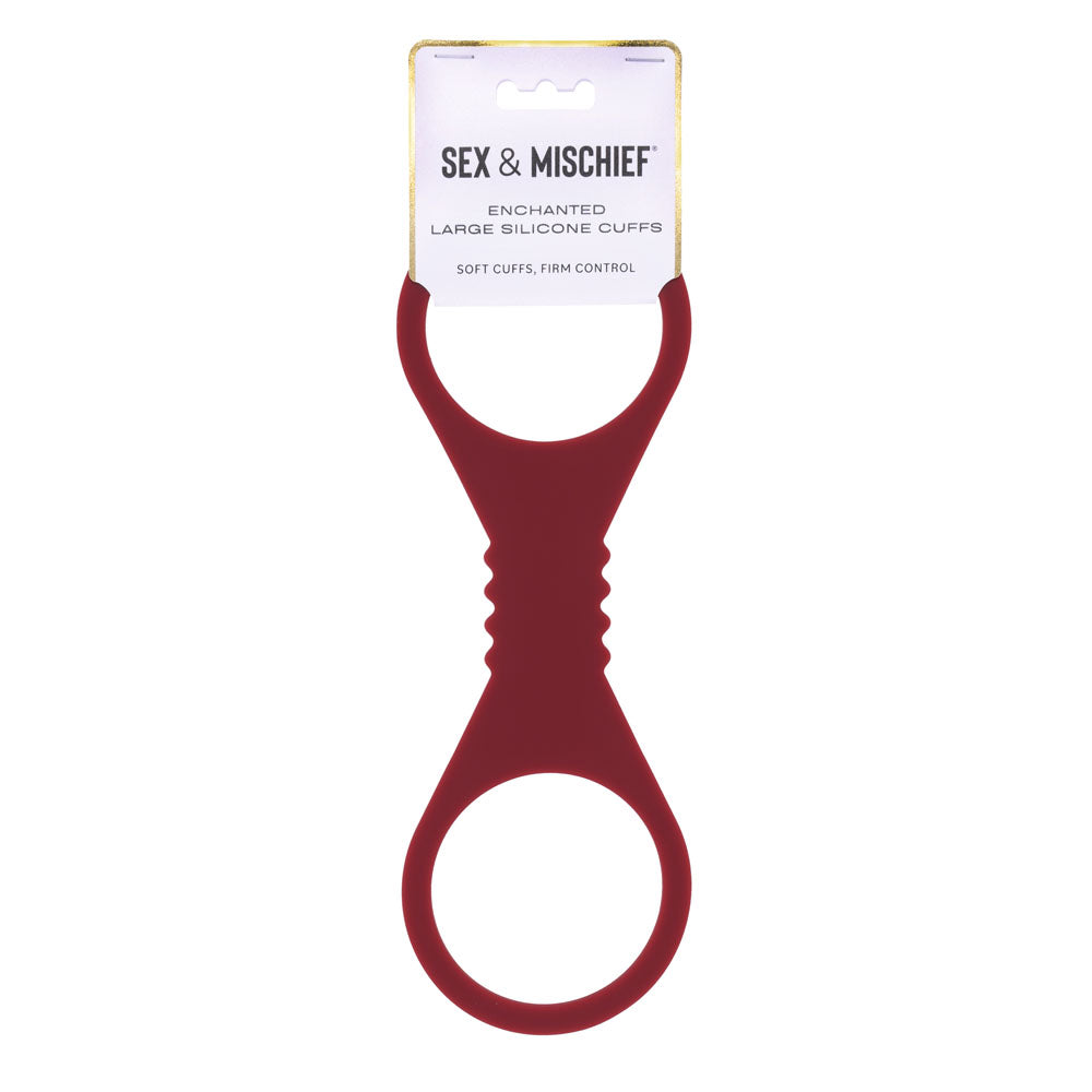 Sex & Mischief Enchanted Silicone BDSM Wrist Cuffs Burgundy - Cuffs And Restraints