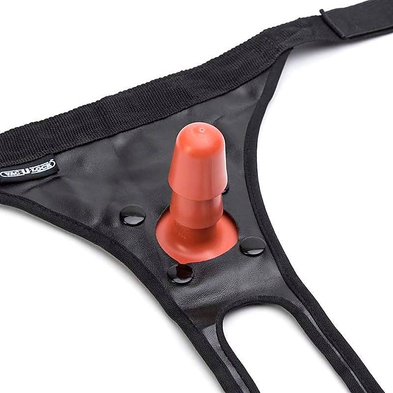 Vac-U-Lock 2 Leather Strap-On With Plug By Doc Johnson - Strap On Sextoys