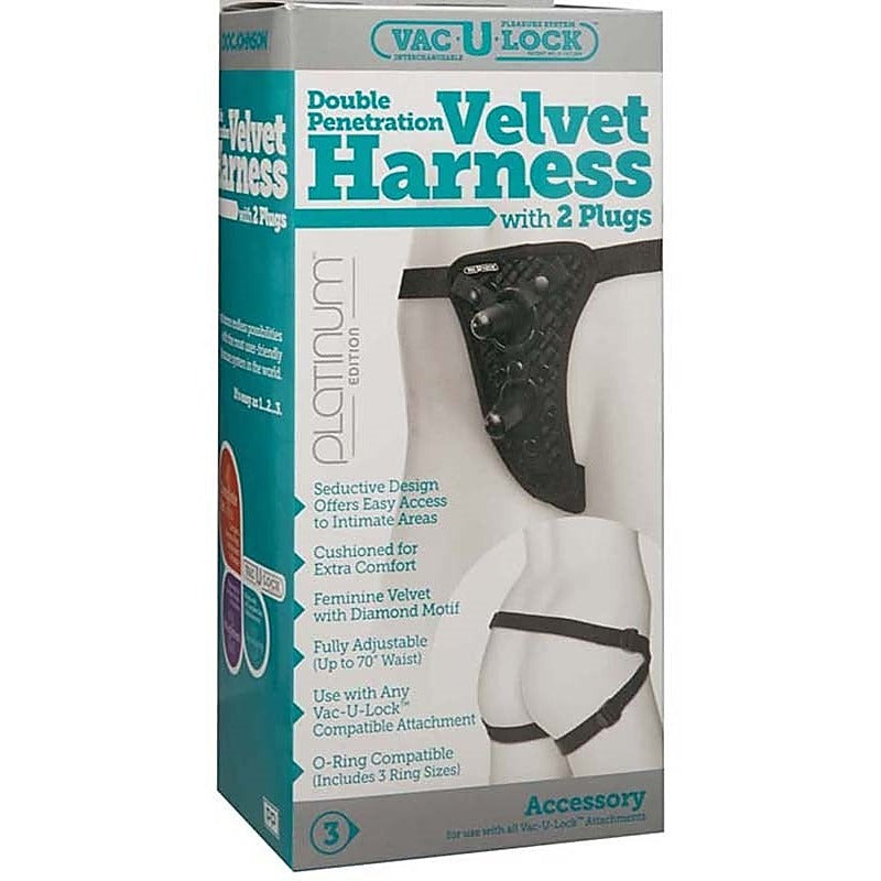 Vac-U-Lock Double Penetration Velvet Harness By Doc Johnson - Strap On Sextoys