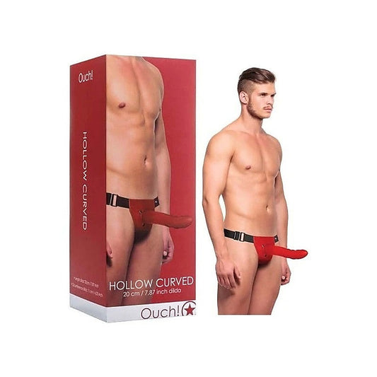 Ouch Hollow Curved Strap-On Red By Shots Toys - Strap On Sextoys