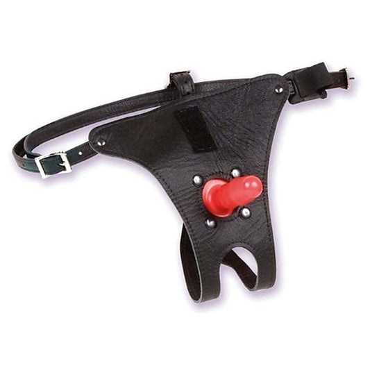 Vac-U-Lock Leather Strap-On With Plug By Doc Johnson - Strap On Sextoys