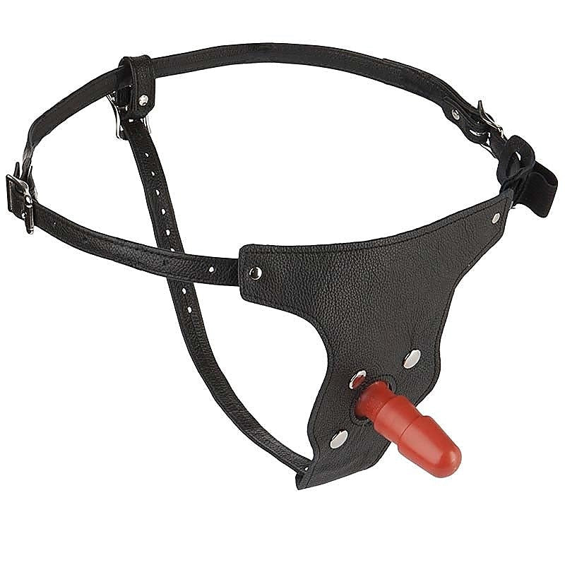 Vac-U-Lock Leather Strap-On With Plug By Doc Johnson - Strap On Sextoys