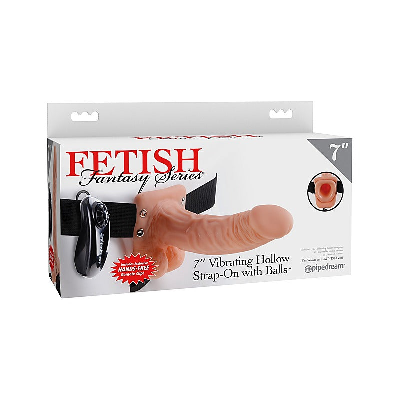 Fetish Fantasy 7 Inch Vibrating Hollow Strap-On With Ball - Strap On Sextoys