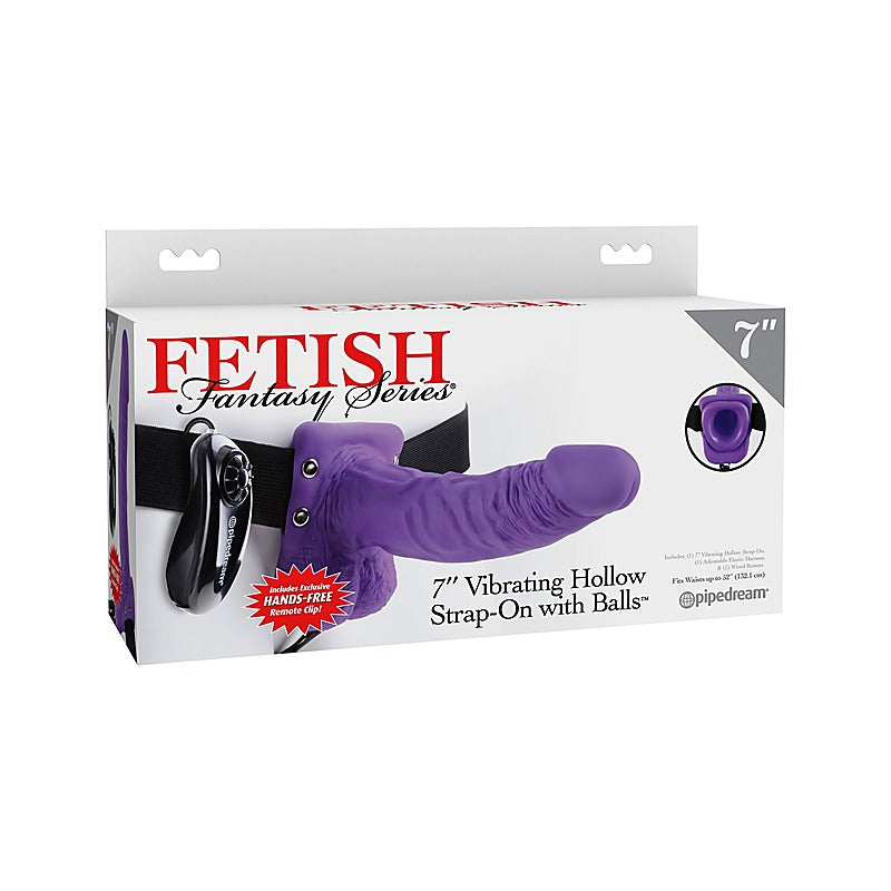Fetish Fantasy 7 Inch Vibrating Hollow Strap-On With Ball - Strap On Sextoys