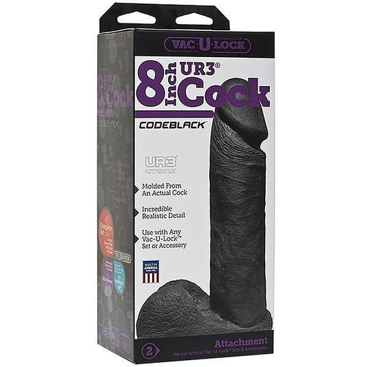 Vac-U-Lock Code Black Ur3 8 Inch Realistic Cock - Strap On Sextoys