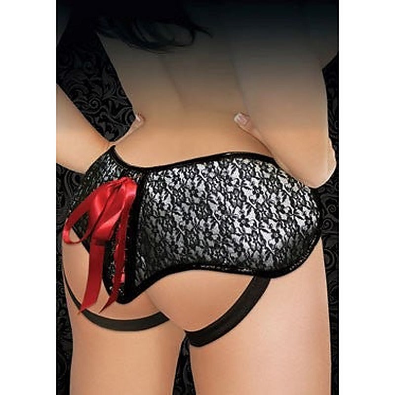 Plus Size Grey & Black Lace Corsette Strap-On By Sportsheets - Strap On Sextoys