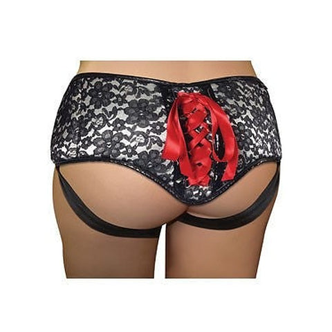 Plus Size Grey & Black Lace Corsette Strap-On By Sportsheets - Strap On Sextoys