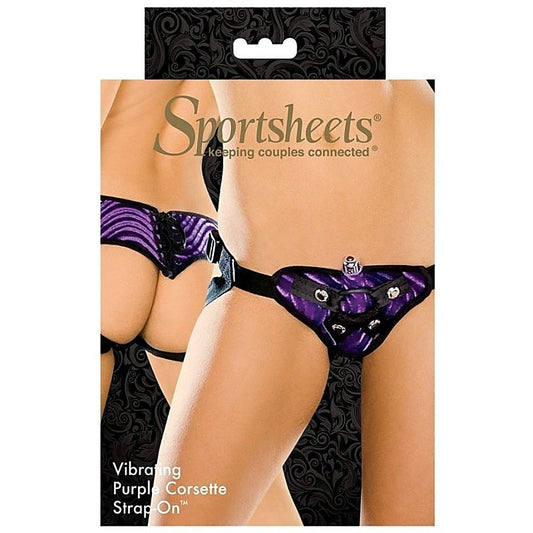 Vibrating Purple Corsette Strap-On By Sportsheets - Strap On Sextoys