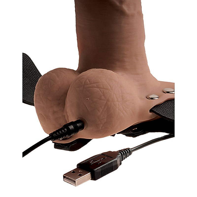 Fetish Fantasy 6 Inch Vibrating Hollow Strap-On With Balls - Strap On Sextoys