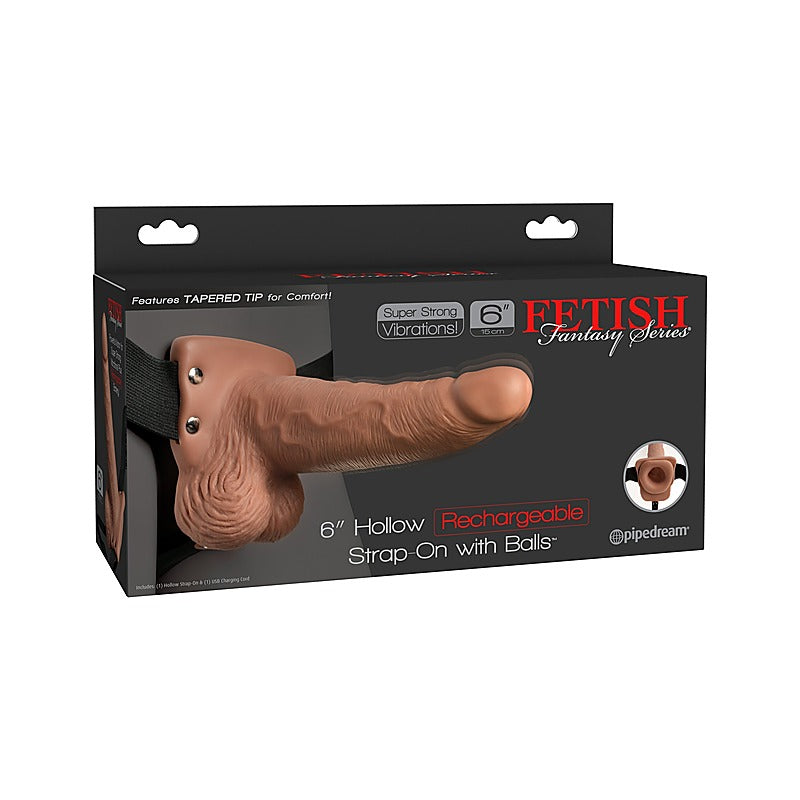 Fetish Fantasy 6 Inch Vibrating Hollow Strap-On With Balls - Strap On Sextoys