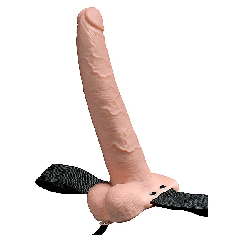 Fetish Fantasy 9 Inch Vibrating Hollow Strap-On With Balls - Realistic Dildos
