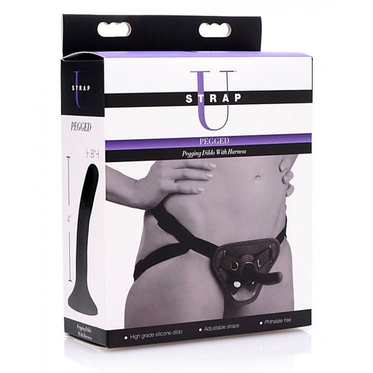 Strap U Pegged Pegging Dildo With Harness By Xr Brands - Strap On Sextoys