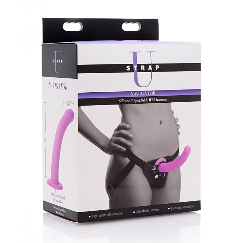 Navigator Silicone G-Spot Dildo With Harness By Xr Brands - Strap On Sextoys