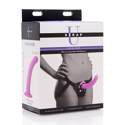 Navigator Silicone G-Spot Dildo With Harness By Xr Brands - Strap On Sextoys