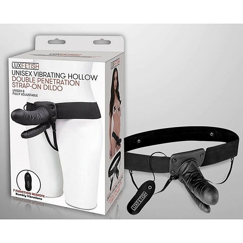 Unisex Vibrating Hollow Double Penetration Strap On D - Strap On Sextoys