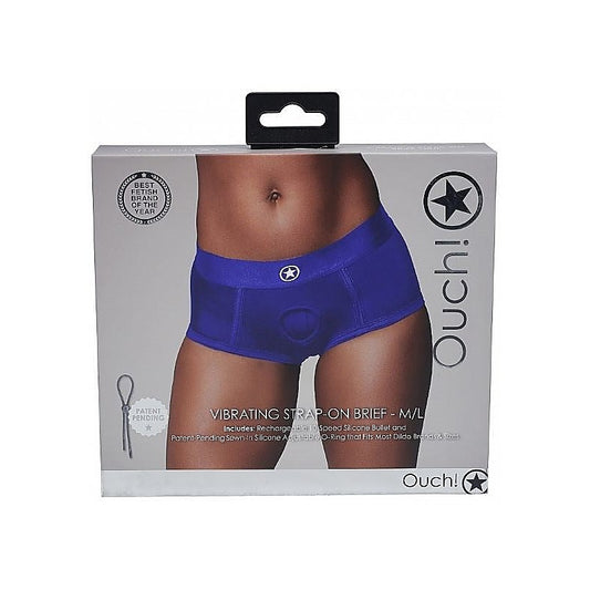 Ouch! Vibrating Strap-on Brief - Royal Blue - Strap On Sextoys