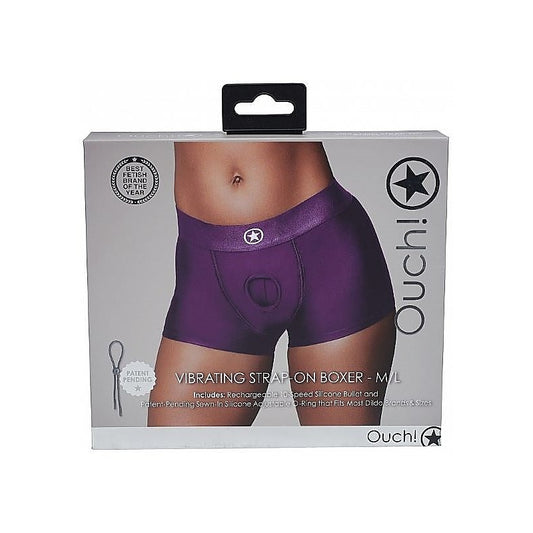 Ouch! Vibrating Strap-on Boxer - Purple - Strap On Sextoys