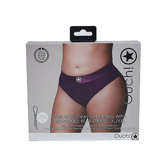 Ouch! Vibrating Strap-On Thong with Removable Straps - Strap On Sextoys