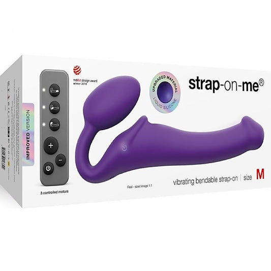 Strap-On-Me 3 Motors Vibrating Bendable Strap-On - Size M - Strap On Sextoys