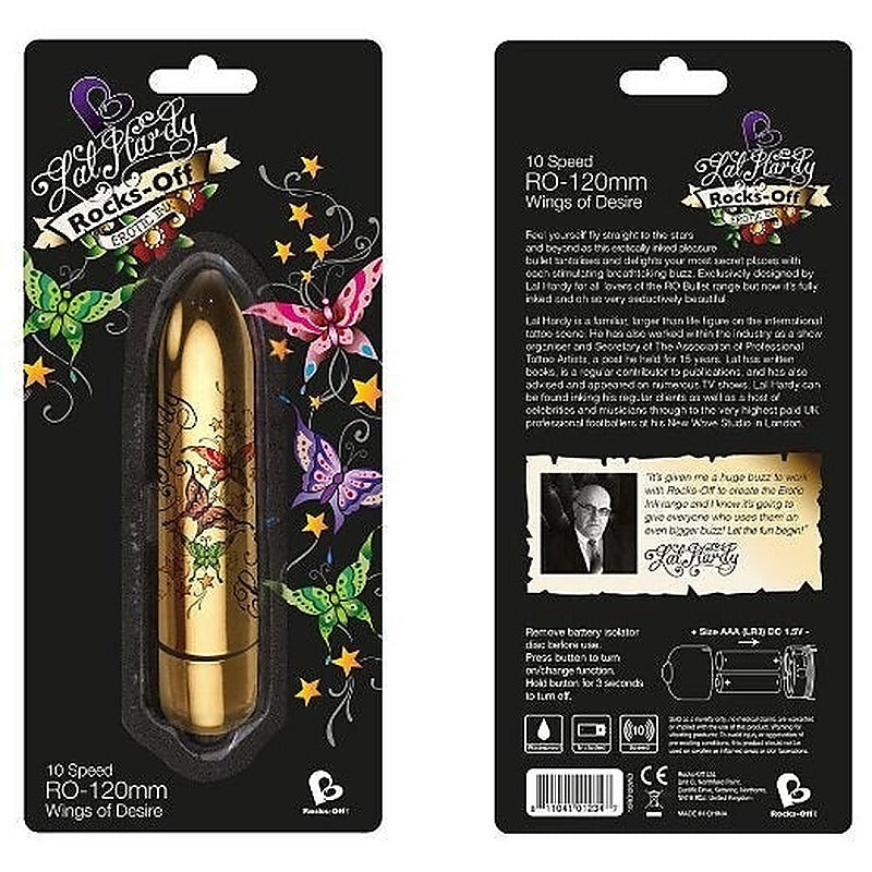 Rocks Off Erotic Ink 120mm 10 Speed Wings of Desire - Waterproof Vibrators