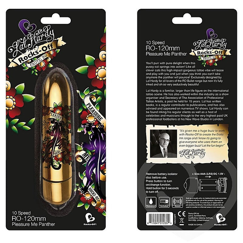 Rocks Off Erotic Ink 120mm 10 Speed Pleasure Me Panther - Waterproof Vibrators