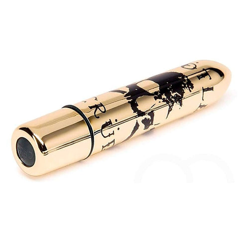 Motley Crue Classic Skull 10 Function Bullet Vibrator Gold - Personal Massagers