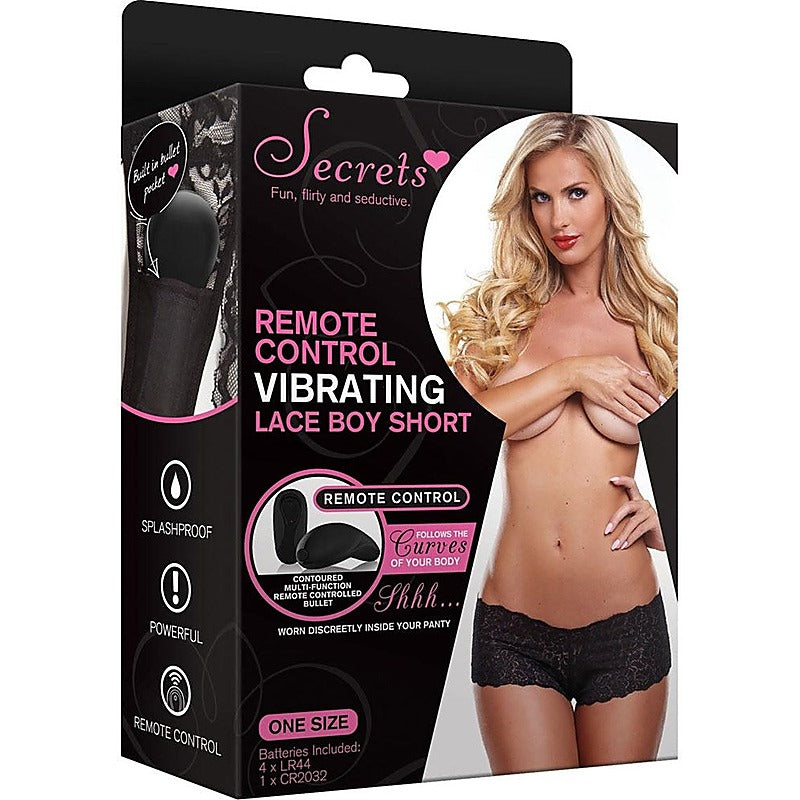 Secrets Vibrating Lace Boyshort - Remote Control Vibrators