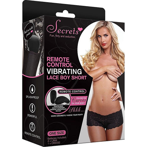 Secrets Vibrating Lace Boyshort - Remote Control Vibrators