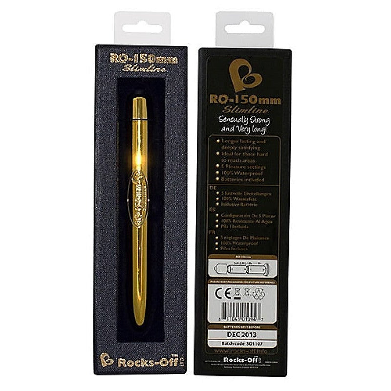 Rocks Off RO 150mm Slimline 10 Speed Gold - Waterproof Vibrators