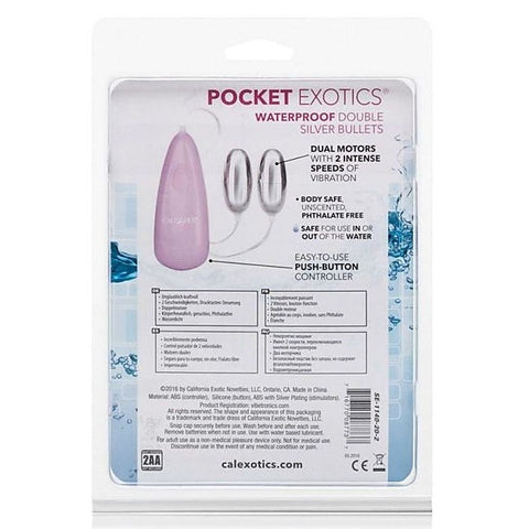 Pocket Exotics Waterproof Double Silver Bullet Vibrator - Waterproof Vibrators