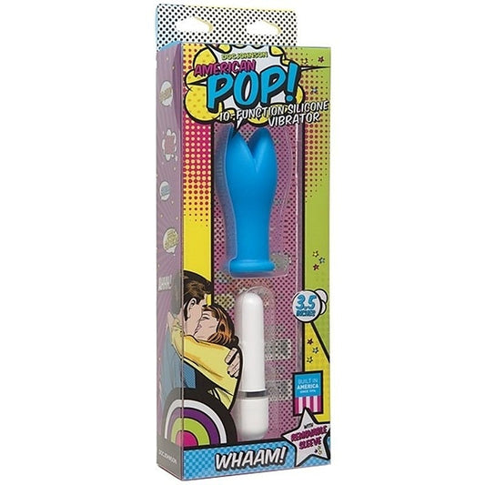Doc Johnson American Pop Wham! 10 Function Vibrator Blue - Waterproof Vibrators