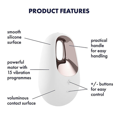 White Temptation 15 Functions Lay-On Vibrator By Satisfyer - Clit Ticklers and Pulsators