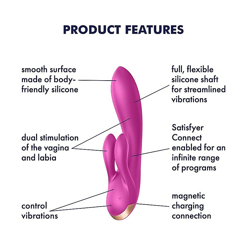 Double Flex App Controlled Rabbit Vibrator By Satisfyer - Clit Ticklers and Pulsators