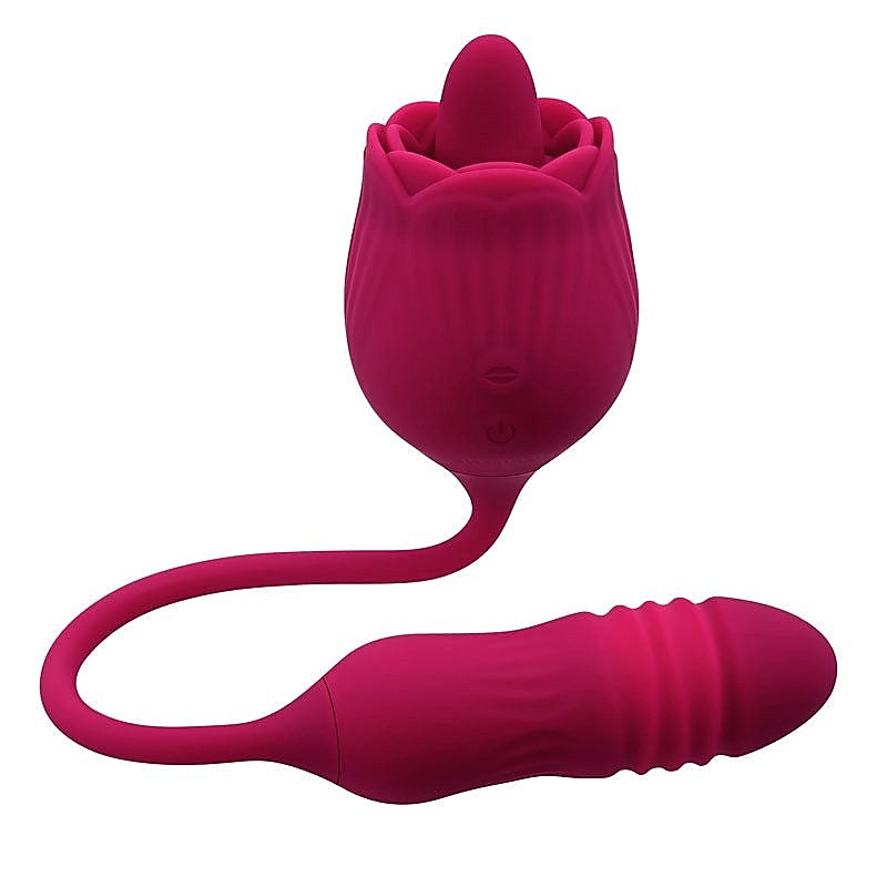 Evolved WILD ROSE - Dual Pleasure Thrusting Bullet and Flicking Tongue - Personal Massagers